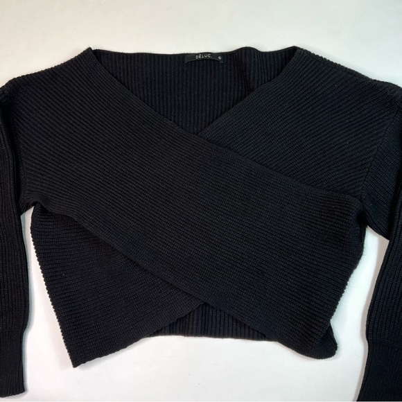 Deluc Cross Front Sweater Black Size Small - Picture 6 of 8